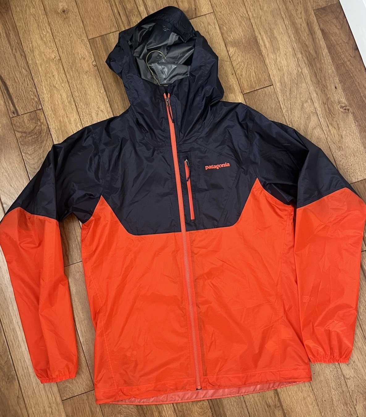 Patagonia Houdini H2No Alpine Shell Jacket Mens Small Black Red Hooded 85191