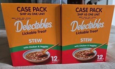 4 Boxes Of Delectables Lickable Treat Stew With Chicken Veggies 12 Ct