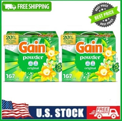 2 PACK Gain Powder Laundry Detergent, Original Scent, 154 oz, 167 Loads