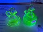 1930s Anchor Hocking & Hazel Atlas Green Uranium Depression Glass Cruet Vinegar