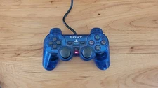 Sony Playstation 2 PS2 Controller OEM Dualshock Clear Blue SCPH-10010 Tested