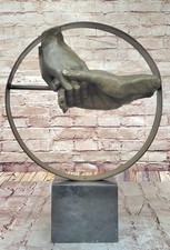 ESCULTURA DE BRONCE MACIZO S.DALÍ. ESTATUILLA BASE MÁRMOL ART DECO ABSTRACTO FUNDICIÓN EN CALIENTE