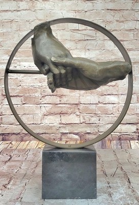 S.DALI SOLID BRONZE SCULPTURE. ABSTRACT ART DECO MARBLE BASE FIGURINE HOT CAST