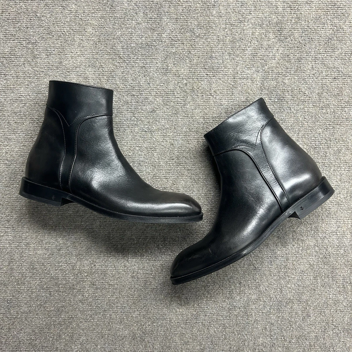 John Varvatos Collection Gray Leather Harness Zip Ankle Boots Shoes  Mens Size 8 John Varvatos Zip Ankle Boots for Men for Sale | Shop New  main image 4