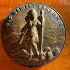 Antique Civil War Virginia State Seal Button Pin Sic Semper Tyrannis Brass Relic