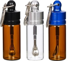 3-Pack Mini Glass Containers with Spoons, Leak-Proof & Waterproof Portable Ke...