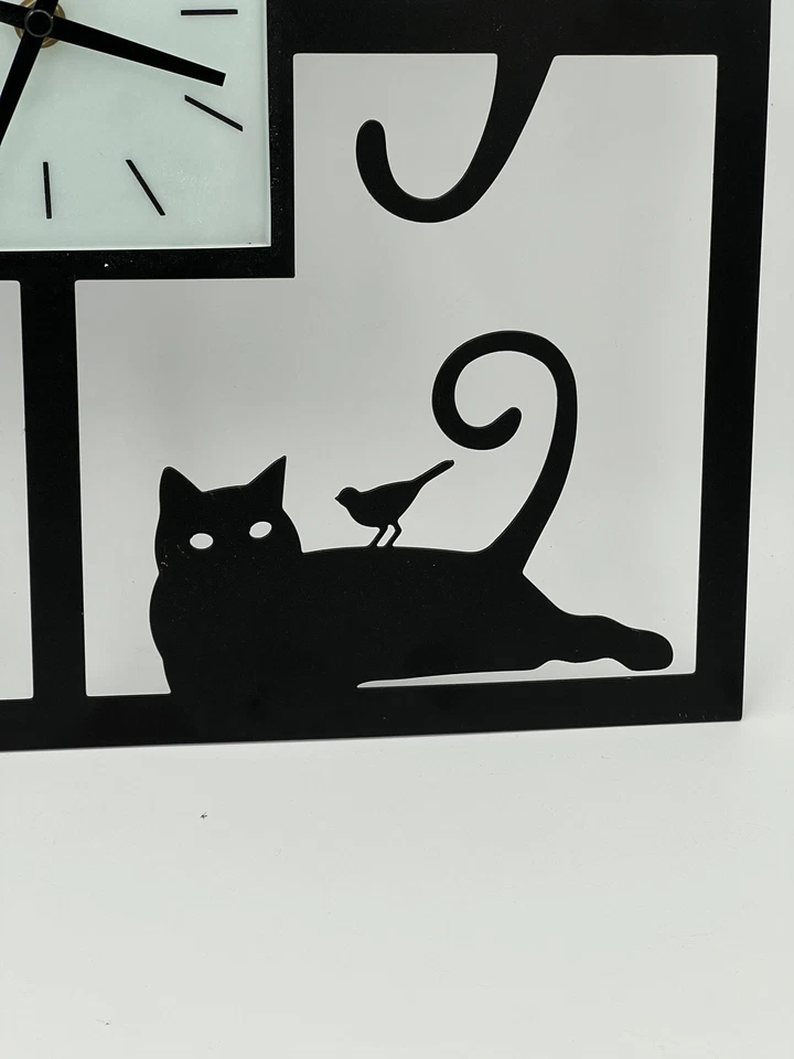 Ashton Sutton Reloj de Pared Gato Negro Pájaro Ratón Halloween Cuadrado Correr Silencioso Foto 4 de 4