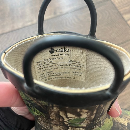Oaki Camo Rain Boots Black Trim Rubber Gollashes Toddler Size 6 - Picture 6 of 7