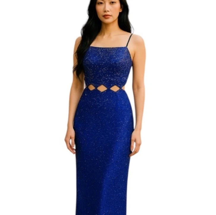 Robe De Soirée Longue Sean Collection - Taille 2 - Noire - Décolleté Brodé Et Traîne - Neuf (sans étiquettes)