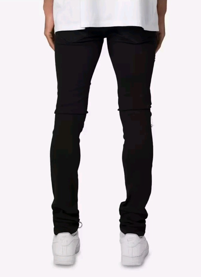 Mnml X555 Pink Crystal Skinny Black Denim Stretch Jeans Mens