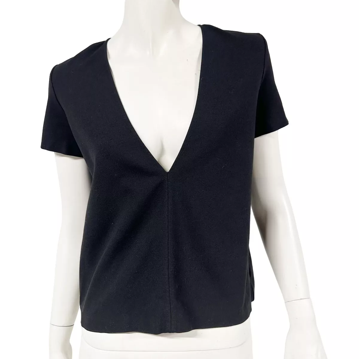 Womens Theory Zadeia Fixture Ponte Knit Deep V Neck Top Size S