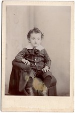 CIRCA 1890s CABINET CARD CUTE YOUNG CHILD IN FANCY OUTFIT UNMARKED
