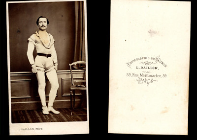 Daillon, Paris, Bonnaire, gymnast albumen print 6.5x9.5 1870 shooting