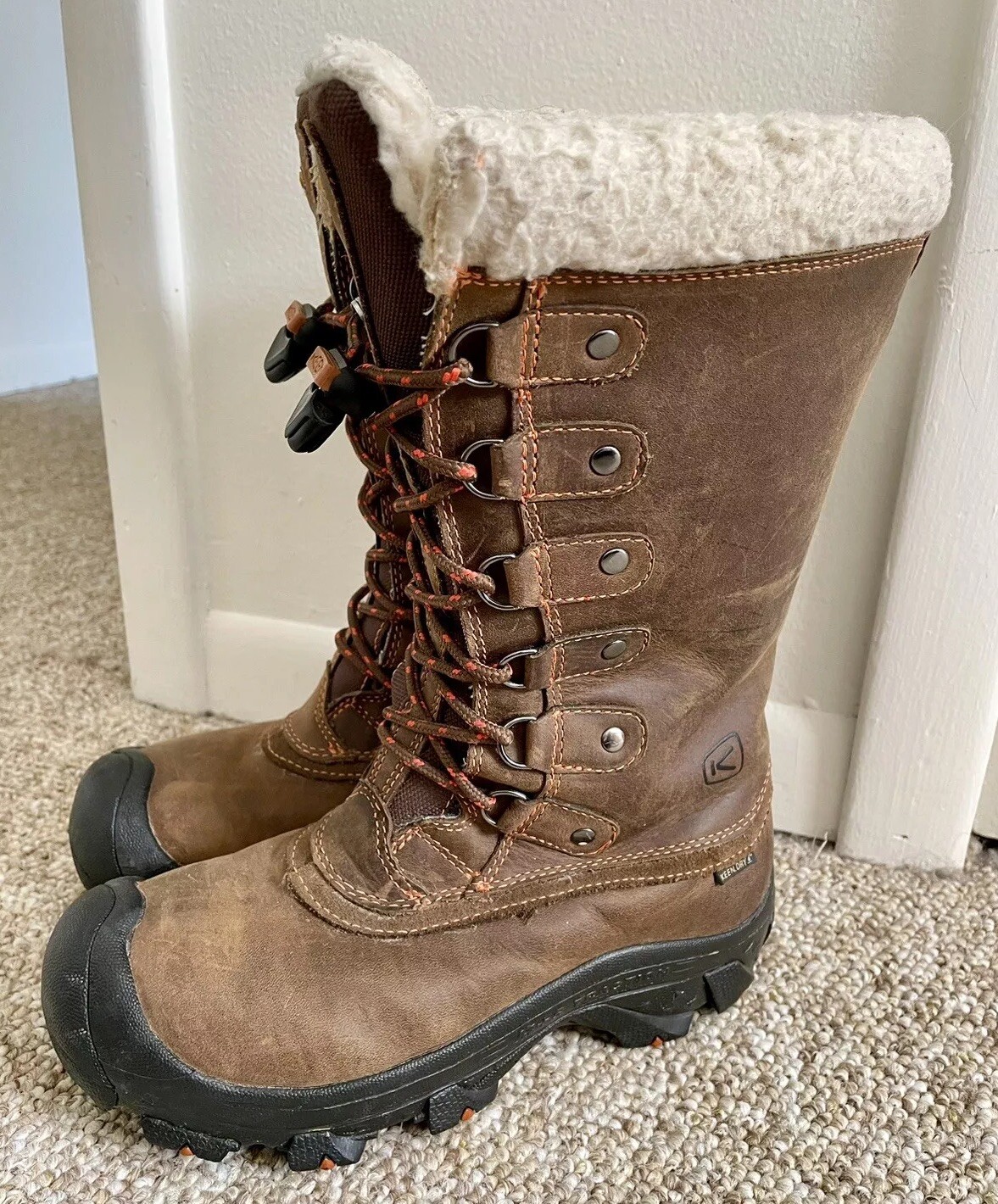 Stivali impermeabili Keen donna taglia 6 5 US alti stringati foderati in pile suola isolata