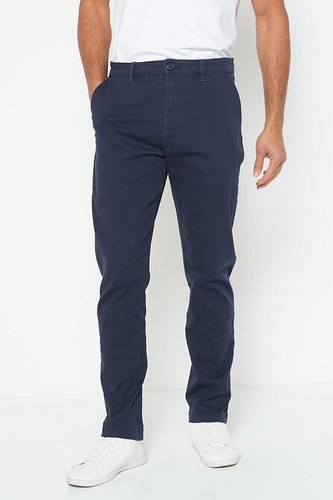Pantalones chinos elásticos delanteros planos de algodón ajustados y rectos para hombre A41 - Imagen 12 de 17