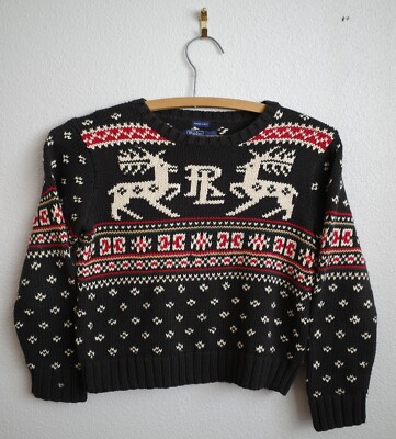Vintage Polo Ralph Lauren Christmas Reindeer Sweater Cotton Size