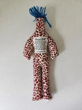 Vintage Dammit Doll Leopard Cheetah Print Blue Hair Stress Reliever Voodoo Doll 