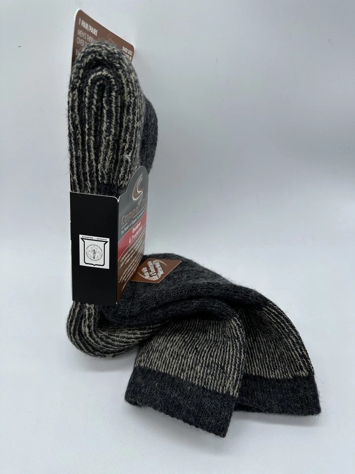 NUEVO UN PAR DE CALCETINES TÉRMICOS PARA HOMBRE AL AIRE LIBRE SOBRE LA PANTORRILLA SUELA DE COBRE LANA MARINA Foto 4 de 4