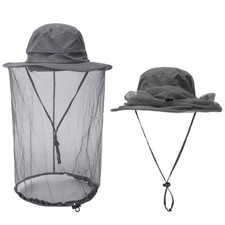 Hombres Mosquitero Cabeza Red Sombrero Insectos Red Protección Safari Boonie Cubo Bush Sombrero