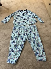 Disney Lilo Stitch Pajama 2 pc Set Plus Size 3X Soft Cozy Velour Fun EUC