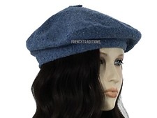 French Recycled Fiber Beret Blue Horizon 6 3/4 to 7 5/8 Made In France