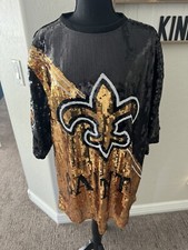 New Orleans Saints Women's Black and Gold Sequin Jersey Dress 