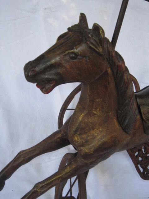 TRICYCLE CHEVAL JOUET ANCIEN EN BOIS EPOQUE NAPOLEON III 19ième siècle - Photo 2/4