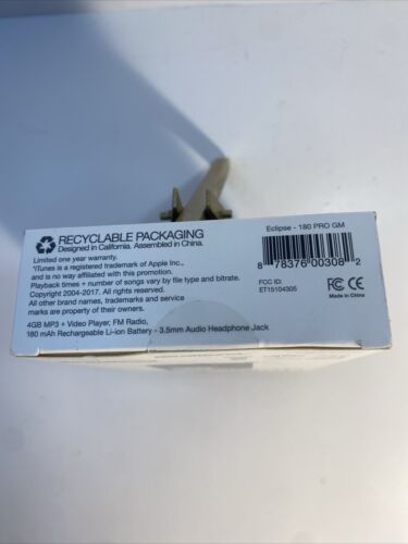Eclipse 180 Pro GM 4GB MP3 Music, Video Player & Charging Cord. Factory Sealed. - Picture 3 of 4