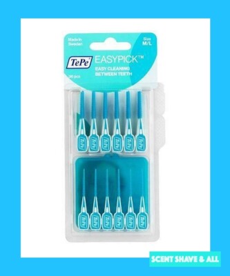 TePe Easy Pick Interdentalbürste M/L blau 36 Plektren + Reiseetui SCHNELLER KOSTENLOSER VERSAND