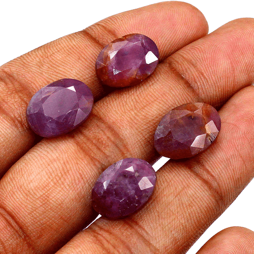 4 Pcs Natural African Ruby Untreated 14.7mm-15.7mm Oval Cut Loose Gemstones Lot - Picture 14 of 17