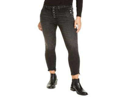 Vigoss Jeans Women's Marley Exposed Button Skinny Jeans -Black Size 26