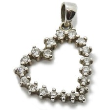 Lovely Sterling Silver Cubic Zirconia Heart Pendant