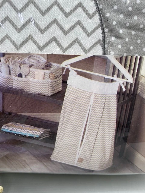 Trend Lab  Diaper Stacker NEW in Package Gray White Zig Zag Stripes Baby Bear - Image 3 of 4