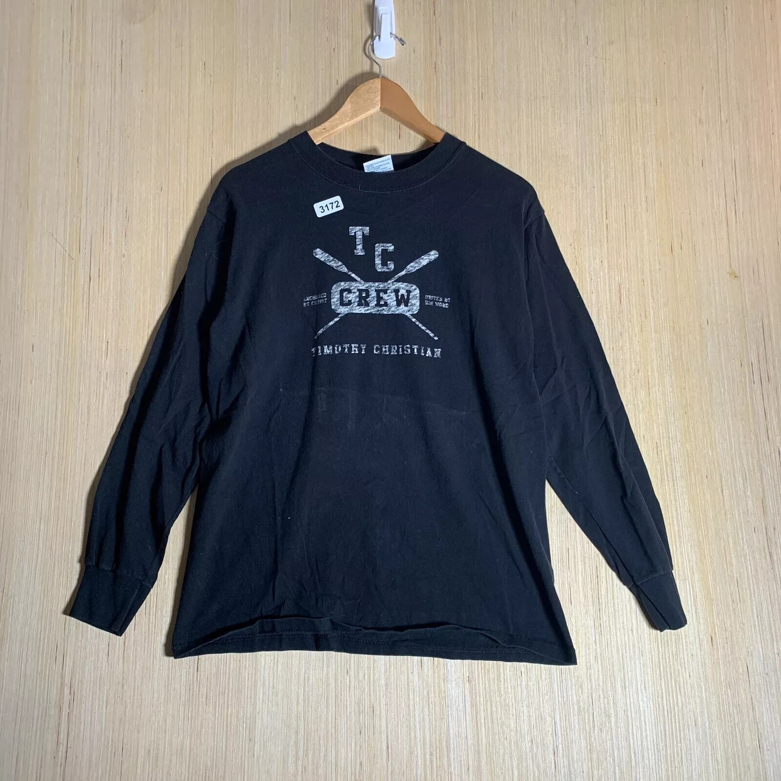 Vintage TC Crew Shirt Adult Medium Black Long Sleeve Men's Pullover 90s Graphic
