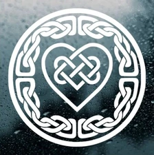 Celtic Knotwork Circle with Love Knot Vinyl Decal | Irish Gaelic | Die Cut