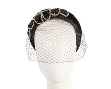 Black Max Alexander fascinator headband face veil Made in Australia