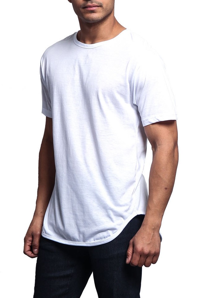 Victorious Men's Longline T-Shirt | Curved Hem Hipster Tee | Olive Camo | Size Large - View #2