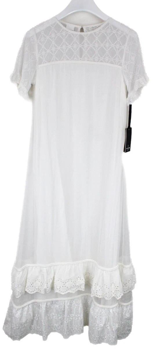 Robe PINKO Noire Avec Dentelles Sur Buste Et Manches - Taille 40 (L/T3) - Longueur Genou - Très Bon état Occasion