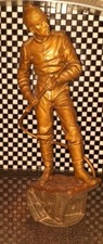 Fireman Paris Circa 1900 Metal Bronzed Bust 66cm Tall