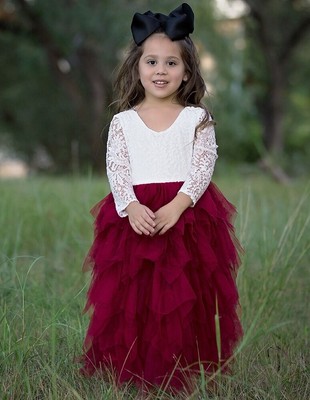 deep red flower girl dresses