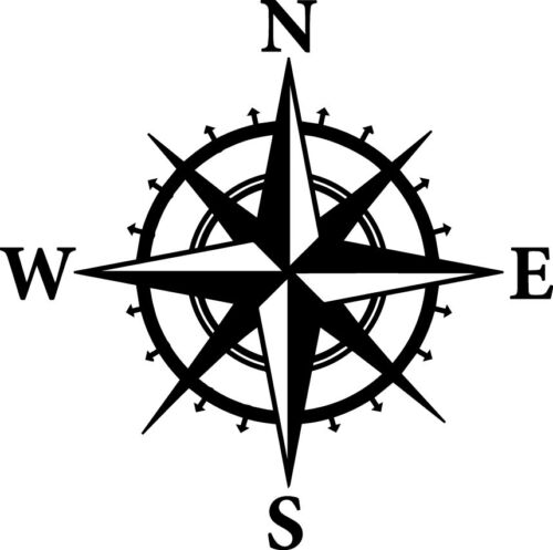 4.5in Compass Decal Window  Sticker Car North South East West Travel Wander Boat - Afbeelding 1 van 3