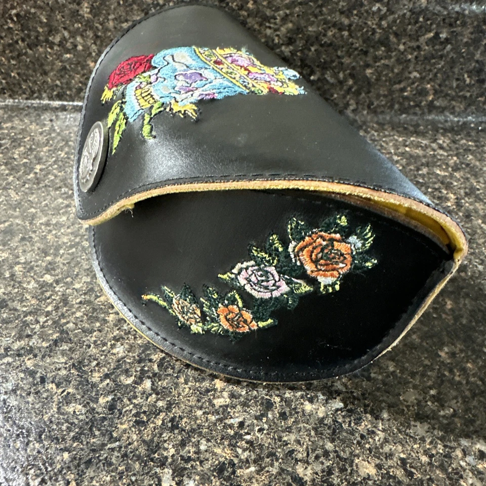 Винтажный Ed выносливый кожаный жесткий солнцезащитные очки безделушка ювелирных изделий путешествий чехол череп - Изображение 4 из 4