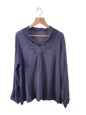Braunes Basic-Tunika-Top für Damen Langarm Größe 18 UK normal 