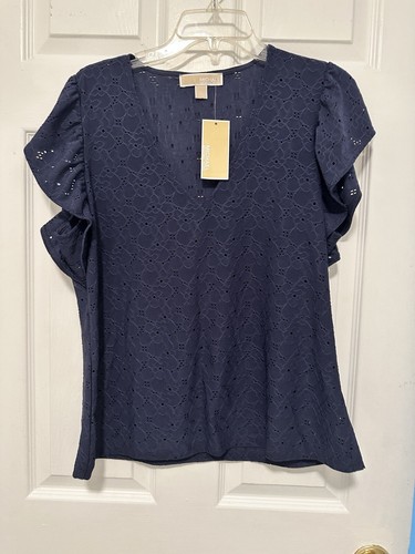 Michael Kors Spitzenbluse dunkelblau Large