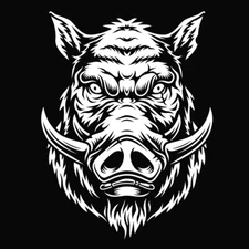 Wild Boar White Graphic Vinyl Decal Car Truck Window Laptop Tablet Notebook