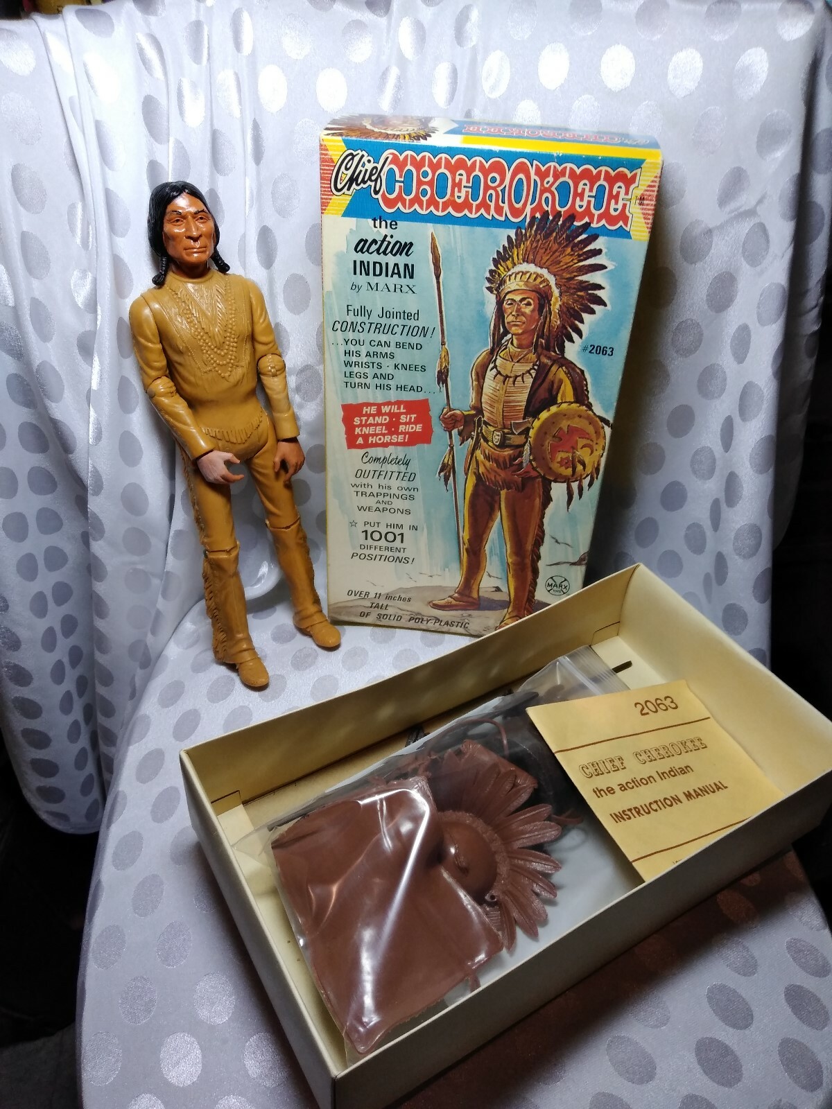 Vintage jefe Cherokee Figura de Acción C Caja Orig. Marx 2063 Y Accesorios Vintage jefe Cherokee Figura de Acción C Caja Orig. Marx 2063 Y Accesorios
