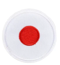 JAPAN - COUNTRY FLAG - Round Embroidered Iron On/Sew-On Patch