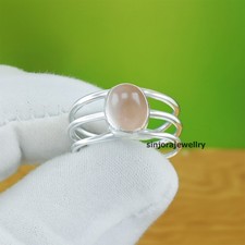 Rose Quartz Gemstone 925 sterling silver handmade Gift Ring US size 5 to 13