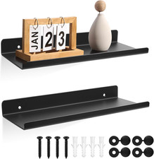 2 Pcs Floating Shelves for Wall Shelves, Small Black Shelf for Walls, Black Smal