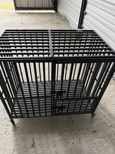 Black Metal Dog Crate 48 in Large on Wheels/Casters with Locking Door